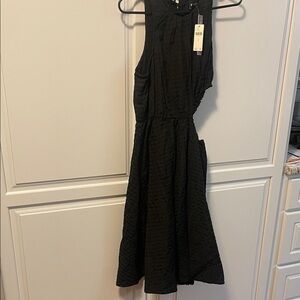 Anthropologie Black Textured Midi Dress
